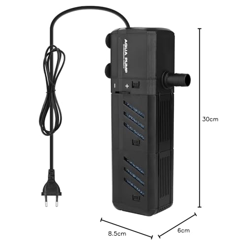 Aquarium Internal Filter 15W, Einstellbarer Aquarium innenfilter mit 1500L/H Wasserpumpe für 500-800L Aquarium