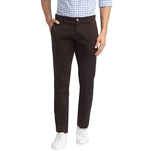 Image of Parx Men's Cotton Blend Solid Pattern Low Rise Tapered Fit Flat Front Casual Trouser