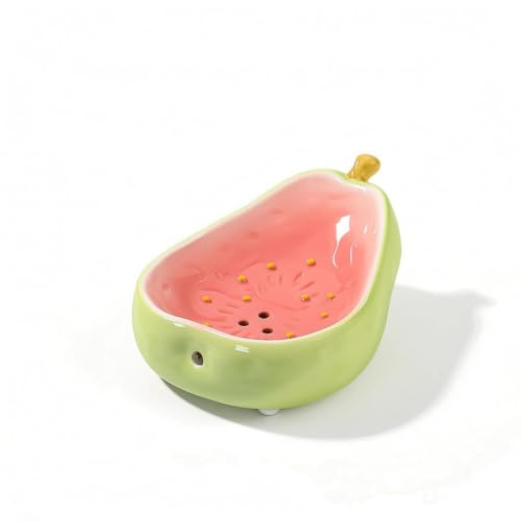 Self-Draining Ceramic Soap Dish, Decorative Design