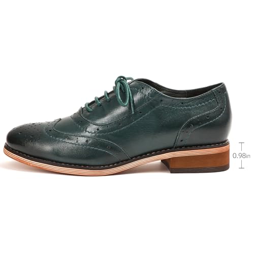 Image of Mona flying Womens Leather Wingtip Oxfords Brogue Shoes Lace-up Flats