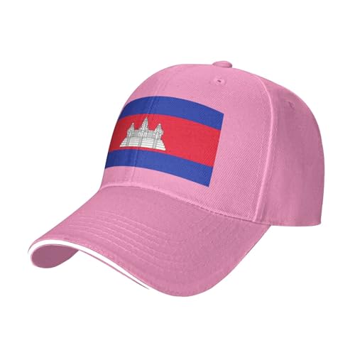 TTYDOKLA Casquette de baseball classique pour homme avec imprimé drapeau du Cambodge, casquette de golf élégante pour toutes les saisons, personnalisable, rose, Taille unique