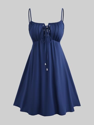 Image of ROSE GAL Rosegal Plus Size Women Sundress Set Flutter Sleeves Floral Dress and Lace-up Cami Dress