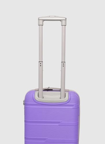 Image of ABS Hard Suitcase 55 cm Cabin Luggage, Trolley Bag with Smooth 8 Wheel System Combination Lock and Strong Zipper | Carry On Travel Case for Air, Road and Weekend Trips | Purple