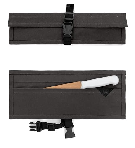 Knife Roll Apron Heavy Duty Canvas Leather Support Black | Heavy Duty Canvas Leather Support Folds into a Knife Roll Pro Chef BBQ Butcher Bartender Tool product thumbnail 16