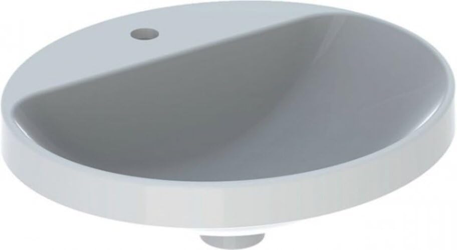 Geberit VariForm Einbauwaschtisch oval, 500x450mm, mit Hahnloch, ohne Überlauf, 500.715.00.2, Farbe: Weiß