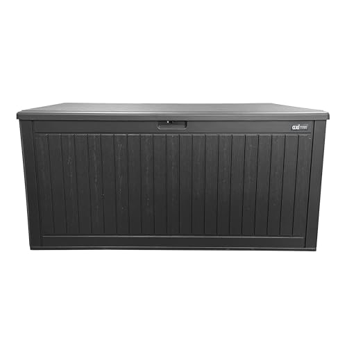 AXI Mike Coffre de Jardin en Plastique, Noir, 1000 litres | Boite de rangement Extérieur pour coussins avec Fond | Rangement Extérieur/Imperméable - 141 x 72 x 72,5 cm