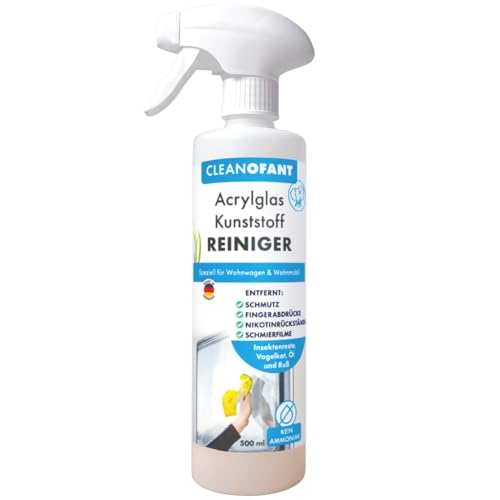CLEANOFANT Acrylglas Reiniger | 500 ml | AcrylglasReiniger für Kunststoff-Fenster Lichtkuppeln Haushalt Wohnwagen Wohnmobil Caravan