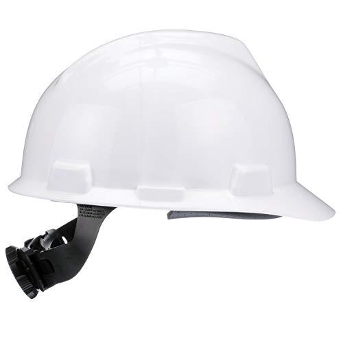 MSA-475358 White V-Gard Polyethylene Cap Style Hard Hat With 4 Point RatchetRatchet Suspension