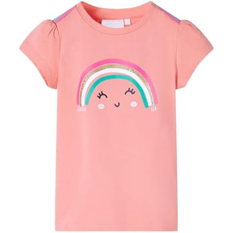 vidaXL Light Coral T-Shirt with Rainbow Print Cover