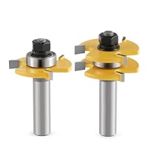 2 Pieces of Tongue and Groove Router Bits Set , Tongue and Groove Router Bit Set 1/2 Shank 3 Teeth T Shape Wood Milling Cutter Woodworking Tool
