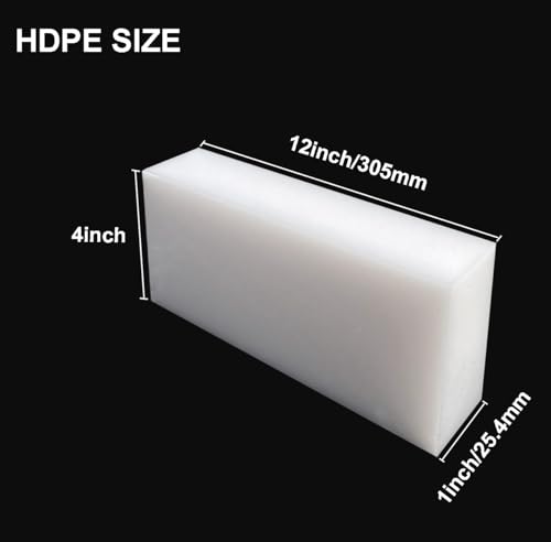 Image of High-Density Polyethylene (HDPE) Plastic Block 1 inch Thick 4 inch X 12 inch- for Machining, Home Improvements, DIY Projects, Engineering,High-Density Polyethylene Plastic Sheet (1pcs White PE Block)