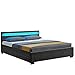 Produktbild Juskys Polsterbett Lyon 140x200 cm mit Bettkasten, LED Beleuchtung, Lattenrost & Kunstleder, grau, Bett Bettgestell Einzelbett Jugendbett