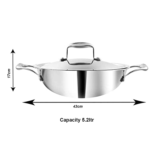 Wok de acero inoxidable con tapa 32 cm 5.2 litros miniatura 5