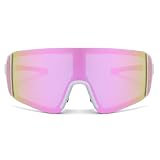 Long Keeper Sportowe okulary przeciwsłoneczne okulary rowerowe damskie mężczyźni wiatroszczelne okulary rowerowe MTB ochrona UV400 do biegania sportów na świeżym powietrzu (biała ramka - różowa