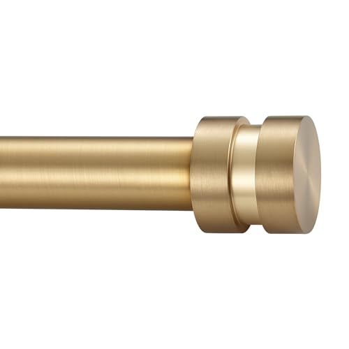 16-120 inch Long Adjustable Warm Gold Curtain Rods,1 inch Diameter Splicing Heavy Duty Rod Set with Aluminum Finals for Windows, Door, Drapery by Joodxoe - Used condition - US$29.69