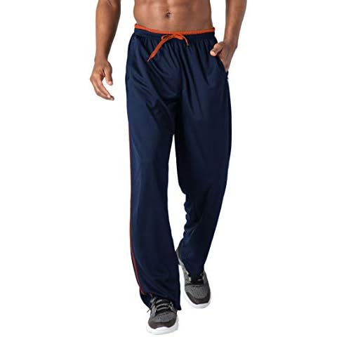 KEFITEVD Jogginghose Herren Extra Lang mit Zip-Taschen Fitnesshose Yoga Training Bekleidung Trainingshose Atmungsaktiv Meshgewebe Laufhose Männer Dunkelblau-Orange L Cover