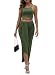 Womens Sexy Cotton Sleeveless Slit Two Piece Maxi Skirt Set M Olive