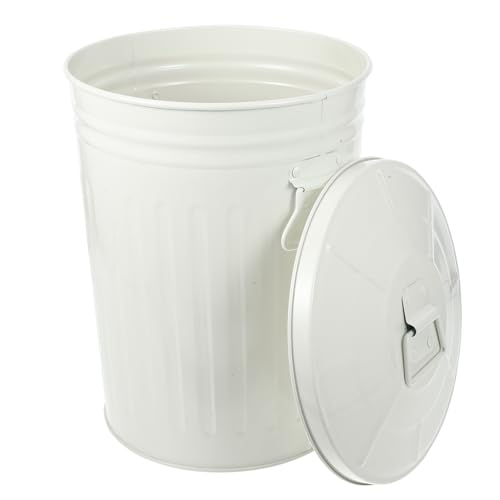 Cubo de basura de 8 litros metálico y redondo con tapa superior