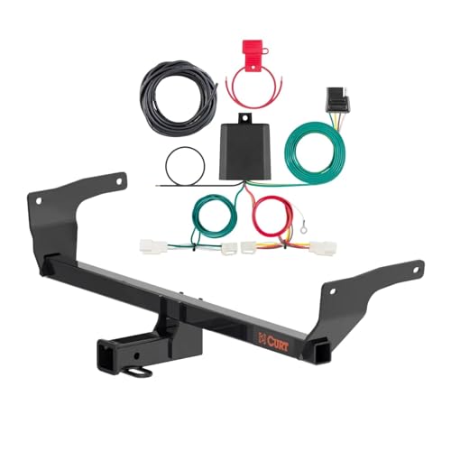 CURT Class 3 Trailer Hitch 2 Receiver with 4-Way Flat Output Custom Wiring Harness fits 2019-2025 RAV4 and 2021-2024 RAV4 Prime | Includes Installation Hardware and Rubber Dust Cover
