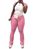 Nimsruc 2 Piece Outfits for Women Casual Sweat Sets Comfy Short Sleeve Matching Tracksuits Pink M