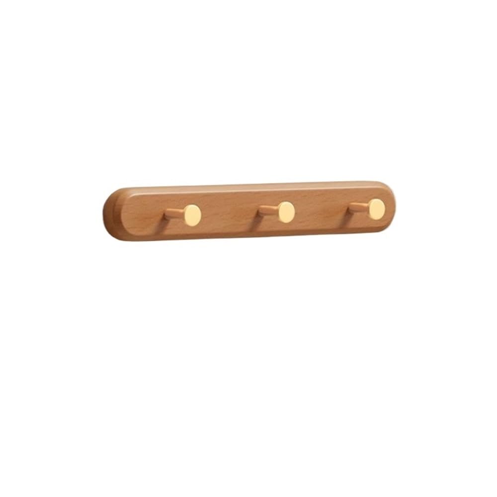 YQINQIN83B Coat Hangers Solid Wood Brass Clothes Hook, Entrance Foyer Hanger, Hat, Wall Mounted, Door for Bedroom(Bruin,Small)