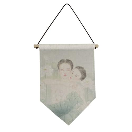 Bannière en toile de style chinois avec lotus pour décoration artistique