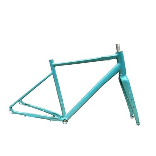 Image of Gravel Bicycle Frame Road Bike With Fork, Thru Axle Disc Brake Frameset(Blue,44.5cm)