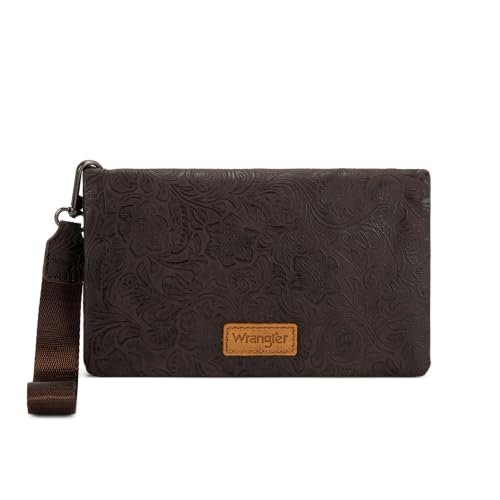 Image of Montana West Wrangler Crossbody Wallet Purse for Women Western Floral Embossed Clutch Small Purse Credit Card Holder WG176-4001-1CF