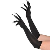Black Cat Woman Long Gloves With Claws - One Size (1 Pair) - Fun & Functional Accessory, Ideal for Cosplay & Themed Parties