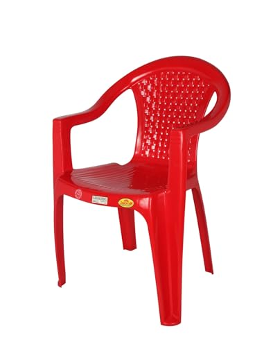 Image of National Plastic Since 1952 Pune Plastic Chair (Pack of 2) - Red | Strong & Durable | Armless | Indoor & Outdoor Use