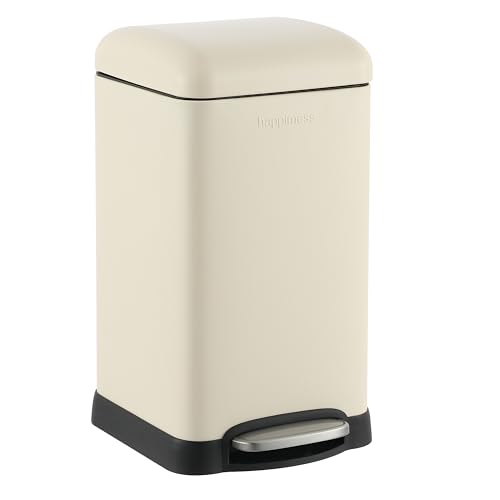Image of happimess Betty Retro Mini 3.2 Gal Step Trash Can, Limestone Beige
