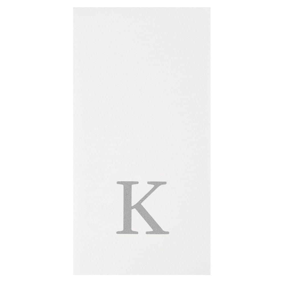 Luxenap - Servilleta rectangular de papel blanco con letra K, letra K, fuente Air Laid, Sans Serif, 15 3/4 x 8 pulgadas, caja de 50 unidades