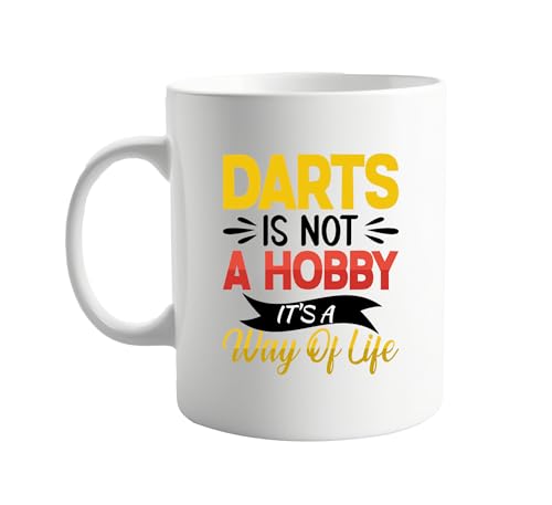 Darts is not a Hobby, It's a Way of Life Funny Mug – 11oz Coffee Cup for Dart Players, Darts Lover Gift, Unique Present for Him or Her, Birthday, Christmas, Office, Tea, Hot Drinks, Fun Design