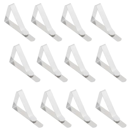 HOMSFOU 12 Abrazaderas de Acero Inoxidable para Manteles, Clips Ajustables de 4.5 Cm, Alta Elasticidad y Fácil Uso para Fiestas y Buffets
