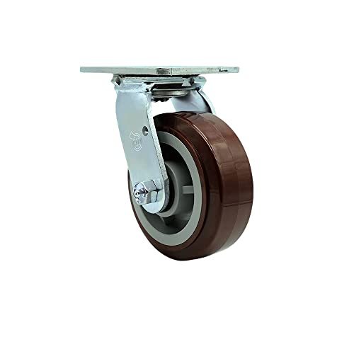 Service Caster Brand 5 Inch Heavy Duty Swivel Caster Wheel Polyurethane Wheel – 750Lbs./Caster – Swivel Plate Caster With Roller Bearing #TOP27