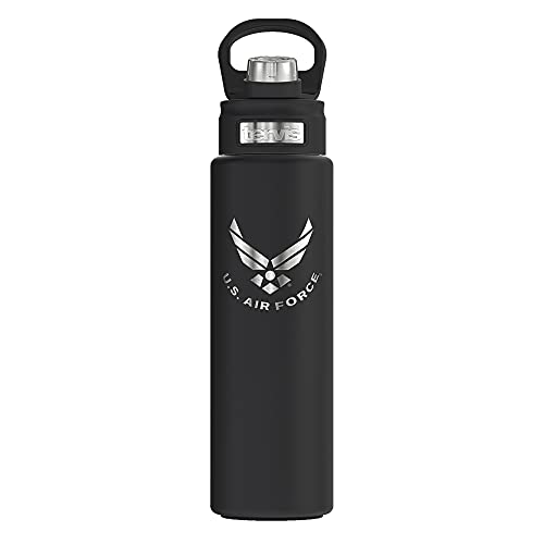 Tervis Air Force Logo Engraved on Onyx Triple Walled Insulated Tumbler Travel Cup Keeps Drinks Cold, 24oz Wide Mouth Bottle, Stainless Steel