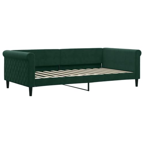 vidaXL Tagesbett, Gästebett 2-in-1, Sofabett Schlafsofa für Schlafzimmer Wohnzimmer, Bettsofa Sofa, Modernes Design, Dunkelgrün 100x200cm Samt
