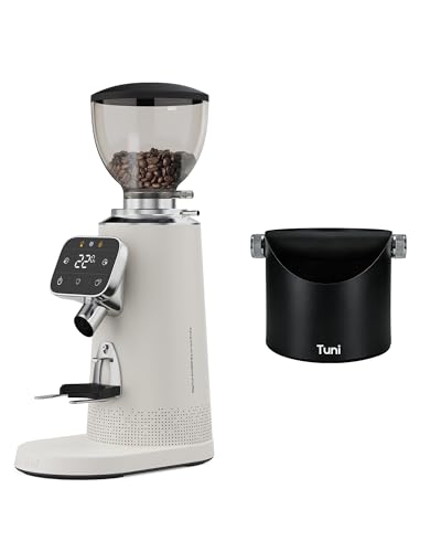 Tuni G3 64mm Flat Burr Coffee Grinder With Coffee Knock Box(Ivory)