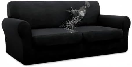 Miniatura 8 de Easy-Going - Funda elástica de 3 piezas para sofá biplaza, 100% impermeable, suave, funda de sofá para 2 cojines separados, protector de muebles a