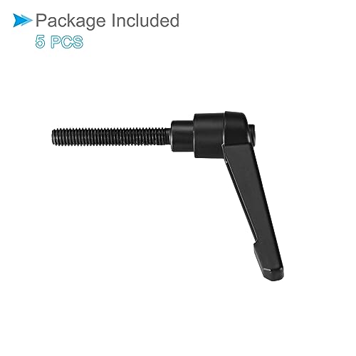 Image of Clamping Lever Handles, M6 x 32mm Male Thread, Adjustable Quick Release Locking Rotating Bolt Knobs Black - (Applications: for Lathe Machinery), 5-Pieces