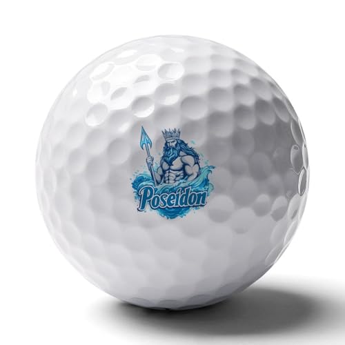 Poseidon Ancient Greece Mythology Personalized Golf Balls Funny Long Distance Practice Golf Ball for Men Women Backyard
