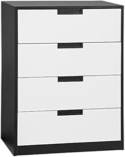 HOMCOM Chest of Drawers, 4 Drawers Cabinet Storage Organiser Unit with Handles for Bedroom, Living Room, White and Black