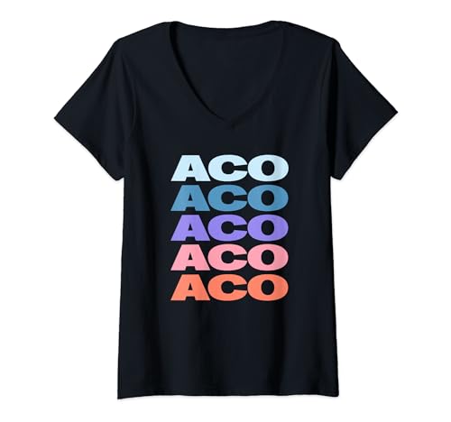 Funny Modern Repeated Text Design Given Name Aco Camiseta Cuello V