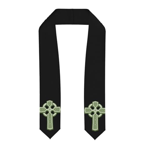 Celtic Cross Happy St. Patrick'S Day Shawl 36in×5.1in Graduate Honor Stole，Unisex Graduation Gifts