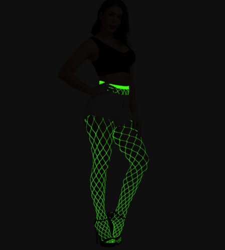 MESU Glow In The Dark Fishnet Tights Stockings Women's High Waist Pantyhose3
