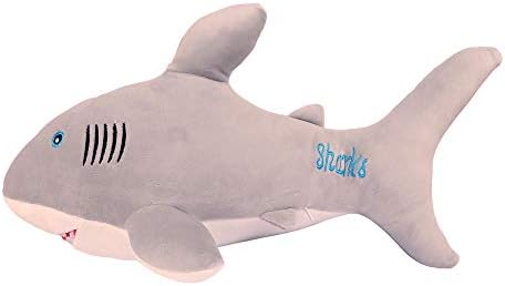 FeiWen Cute shark plush toy children's toy (gray)
