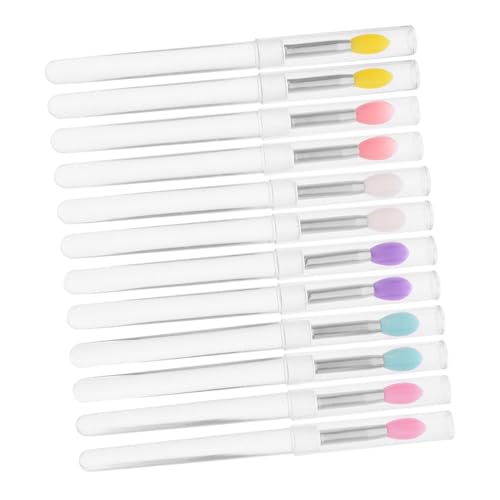 Didiseaon 12-piece Lip Makeup Brush Set Portable Lip Brush Lip Scrub Silicone Lip Gloss Applicator Reusable Lipstick Brush Stylish Beauty Kit