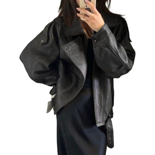 Leather Jacket Oversized Faux Leather Oversized Motorcycle Jackets Spring Fashion