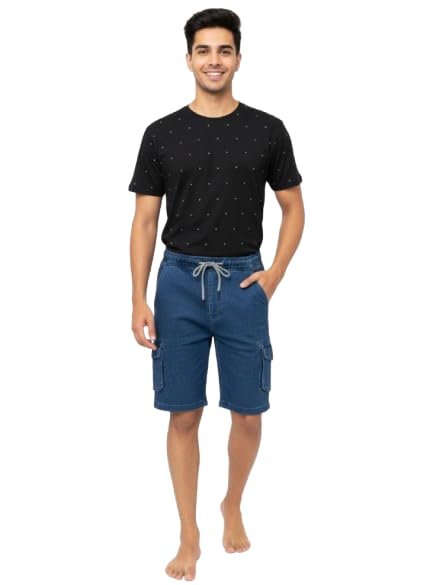 Raj Baby Stores Men’s Denim Casual Shorts | Comfortable Cotton Blend Knee-Length Shorts with Pockets | Stylish Summer Wear-picture-27