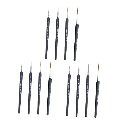 Lurrose 12 Piezas Cepillo De Pelo De Camello Mini Pinceles De Detalle Pincel Gouache Pinceles Finos para Detalles Modelo De Pinceles Pintar Cepillo De Pelo De Caballo Importante Bambú